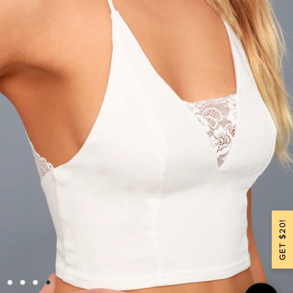 Free People White Lace Cami Crop Top